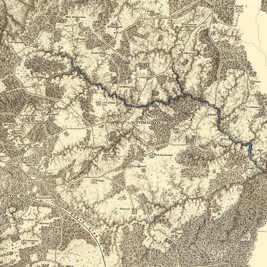 Vintage Map of the Battle of Appomattox Court House, Virginia, 1869