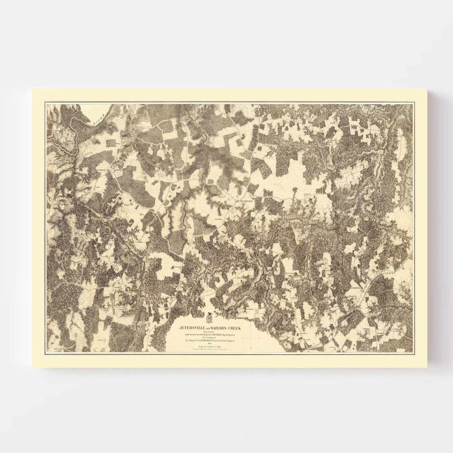Vintage Map of the Battle of Jetersville and Sailor's Creek, 1869