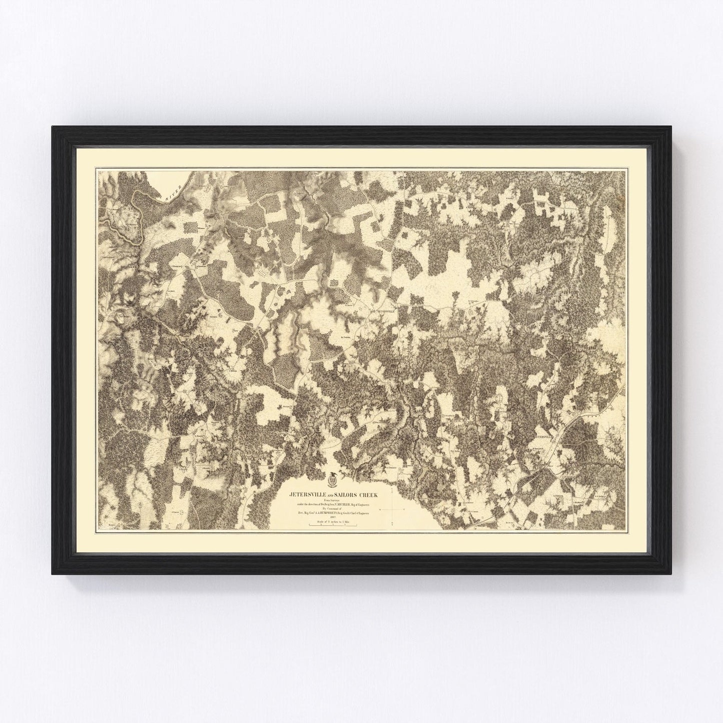 vintage map of the Battle of Jetersville and Sailor's Creek, 1869