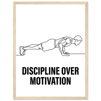 Discipline Over Motivation Poster - Framed Minimalist Line Art - 20x25 cm / 8x10″ - White frame / Ready-to-hang - Sparkycare