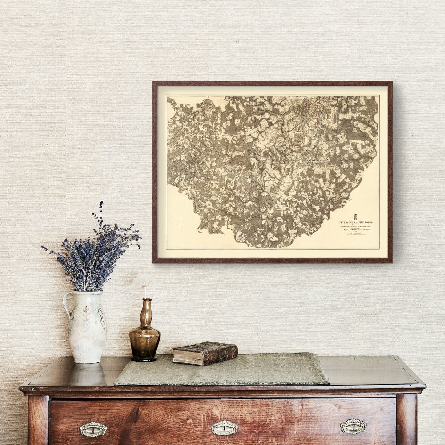 Vintage Map of the Battle of Petersburg and Five Forks, Virginia, 1869