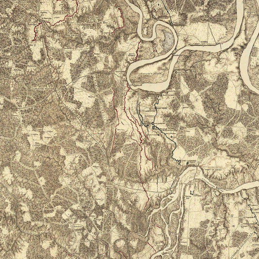 Vintage Map of the Battle of Bermuda Hundred, Virginia, 1869