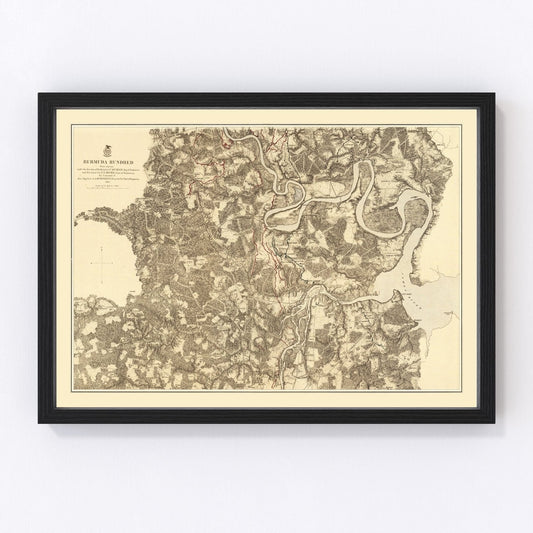 vintage map of the Battle of Bermuda Hundred, Virginia, 1869