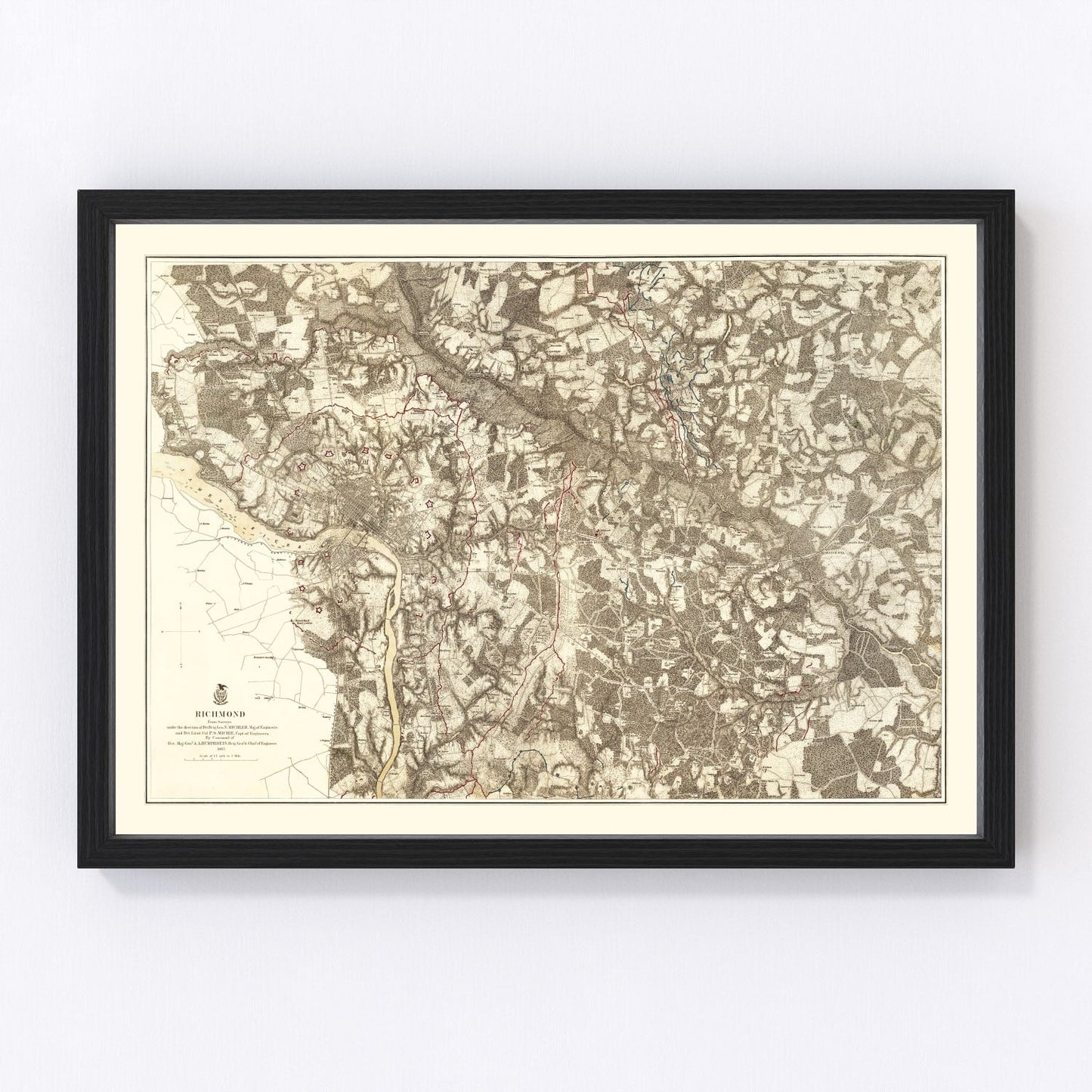 vintage map of the Battle of Richmond, Virginia, 1869