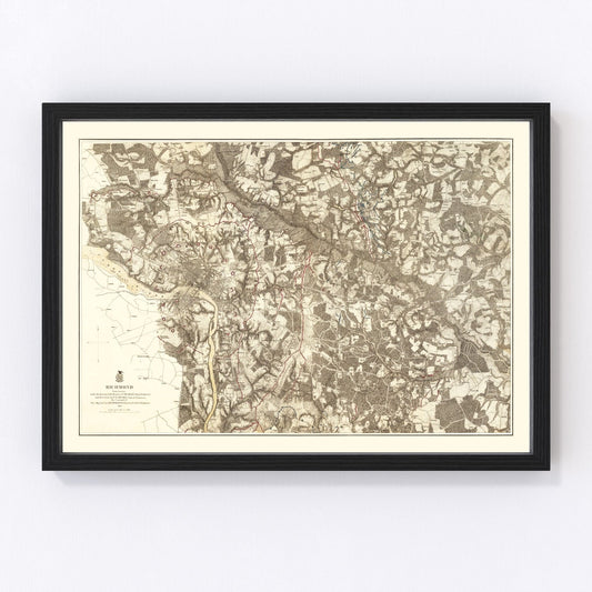 vintage map of the Battle of Richmond, Virginia, 1869