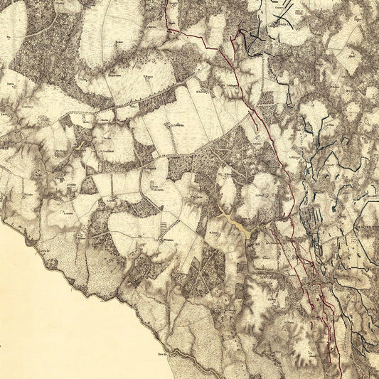 Vintage Map of the Battle of Cold Harbor, Virginia, 1869