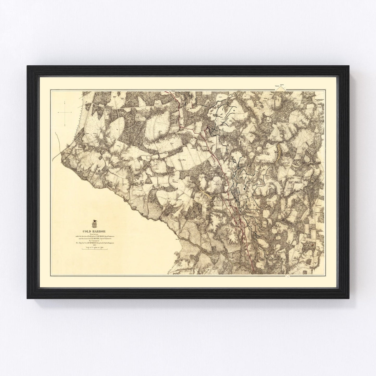 vintage map of the Battle of Cold Harbor, Virginia, 1869