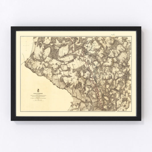 vintage map of the Battle of Cold Harbor, Virginia, 1869