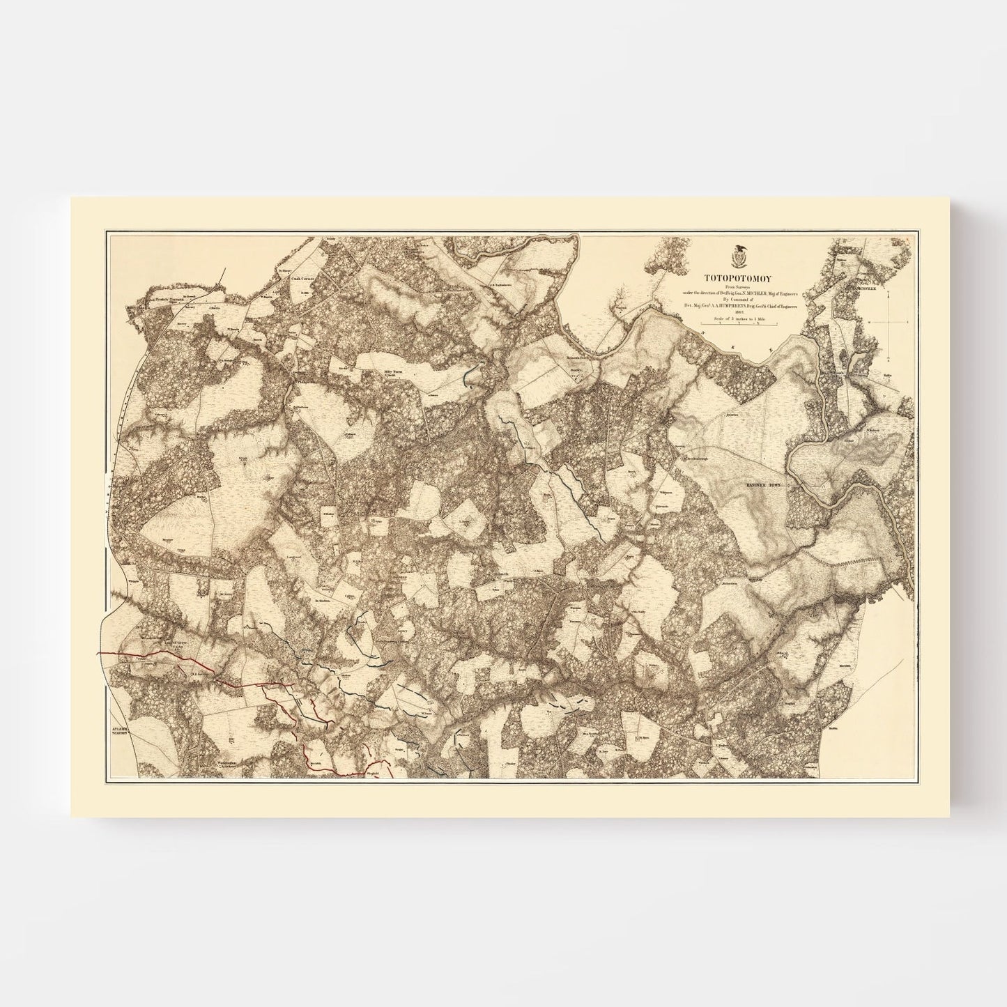 Vintage Map of the Battle of Totopotomoy, Virginia, 1869