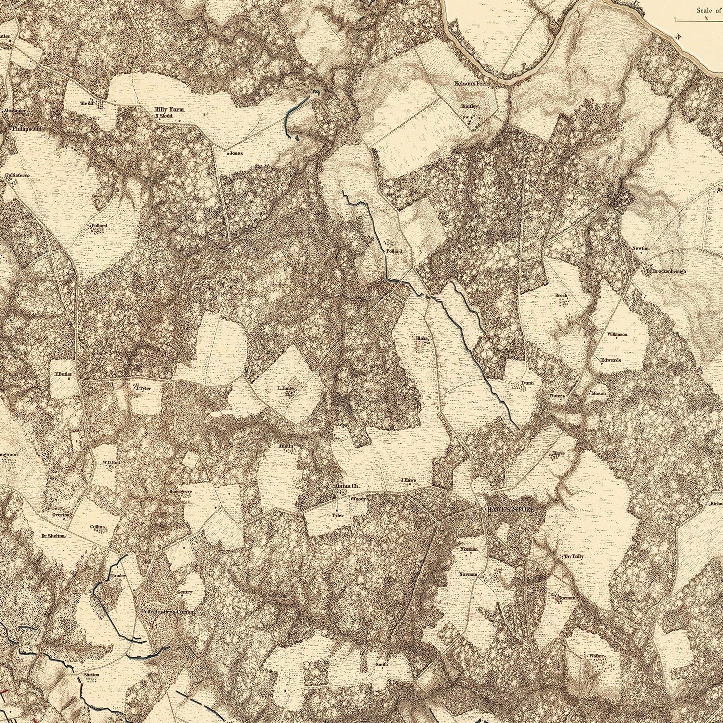Vintage Map of the Battle of Totopotomoy, Virginia, 1869