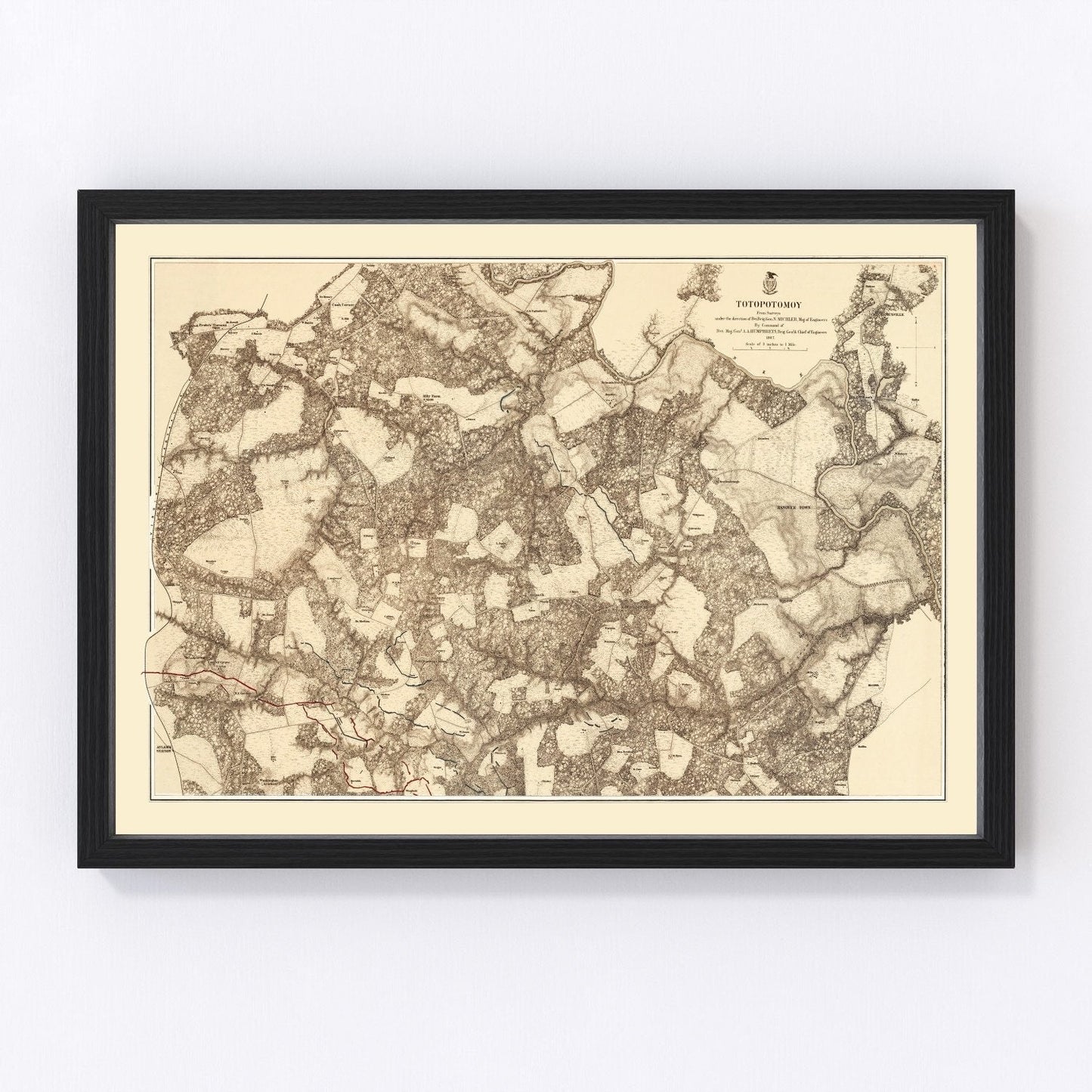 vintage map of the Battle of Totopotomoy, Virginia, 1869