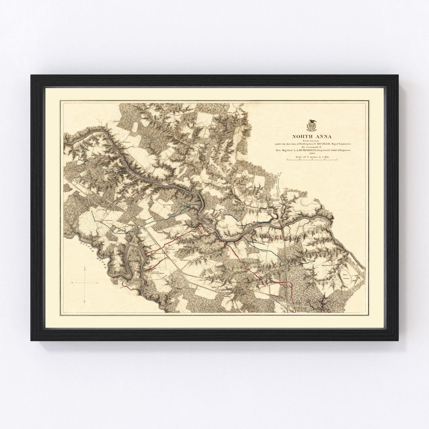 vintage map of the Battle of North Anna, 1869