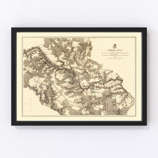vintage map of the Battle of North Anna, 1869