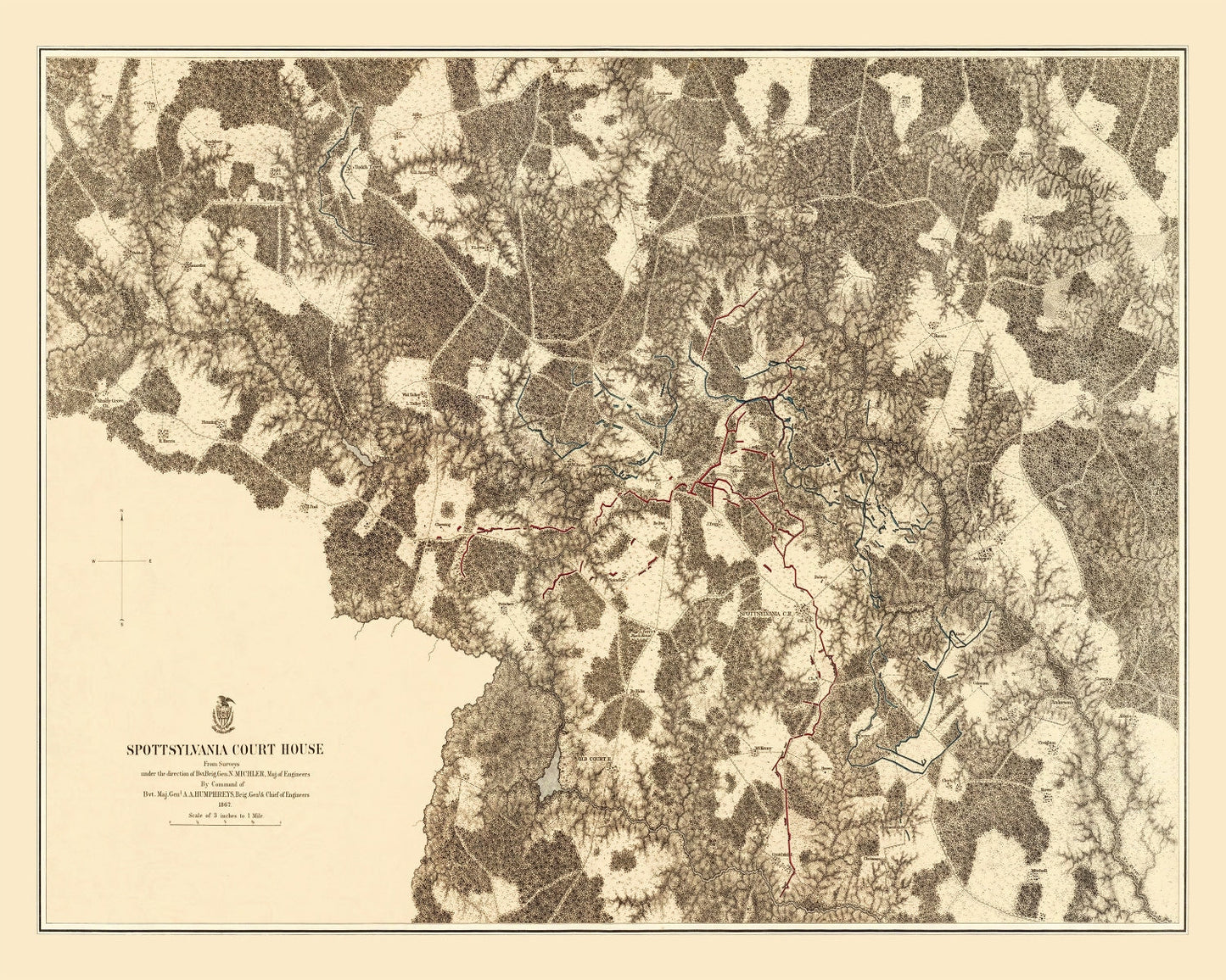 Vintage Map of the Battle of Spotsylvania Court House, 1869