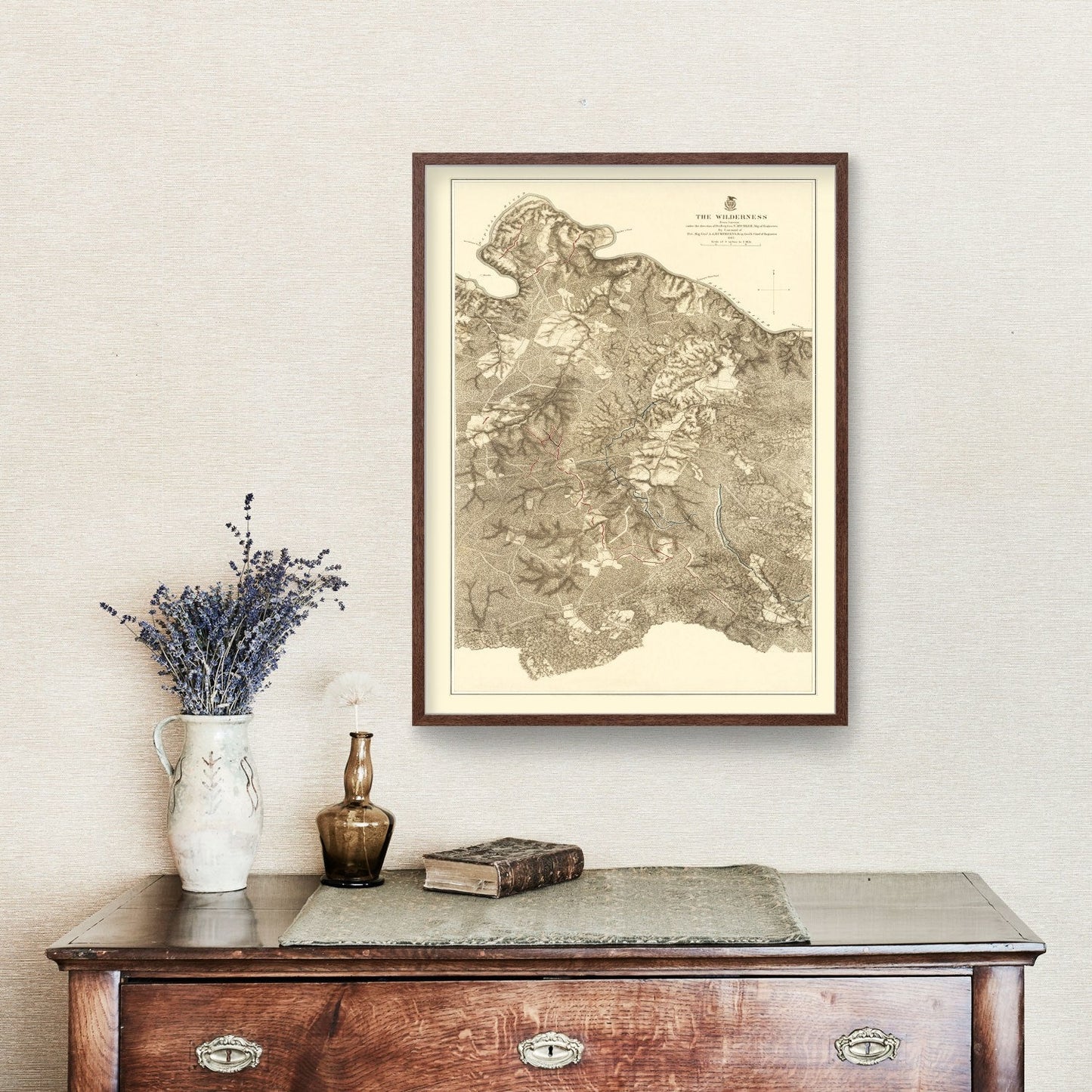 Vintage Wilderness Map of Virginia, 1869