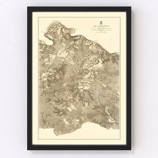Vintage 1869 wilderness map of Virginia showing forests and rivers, restored cartographic print