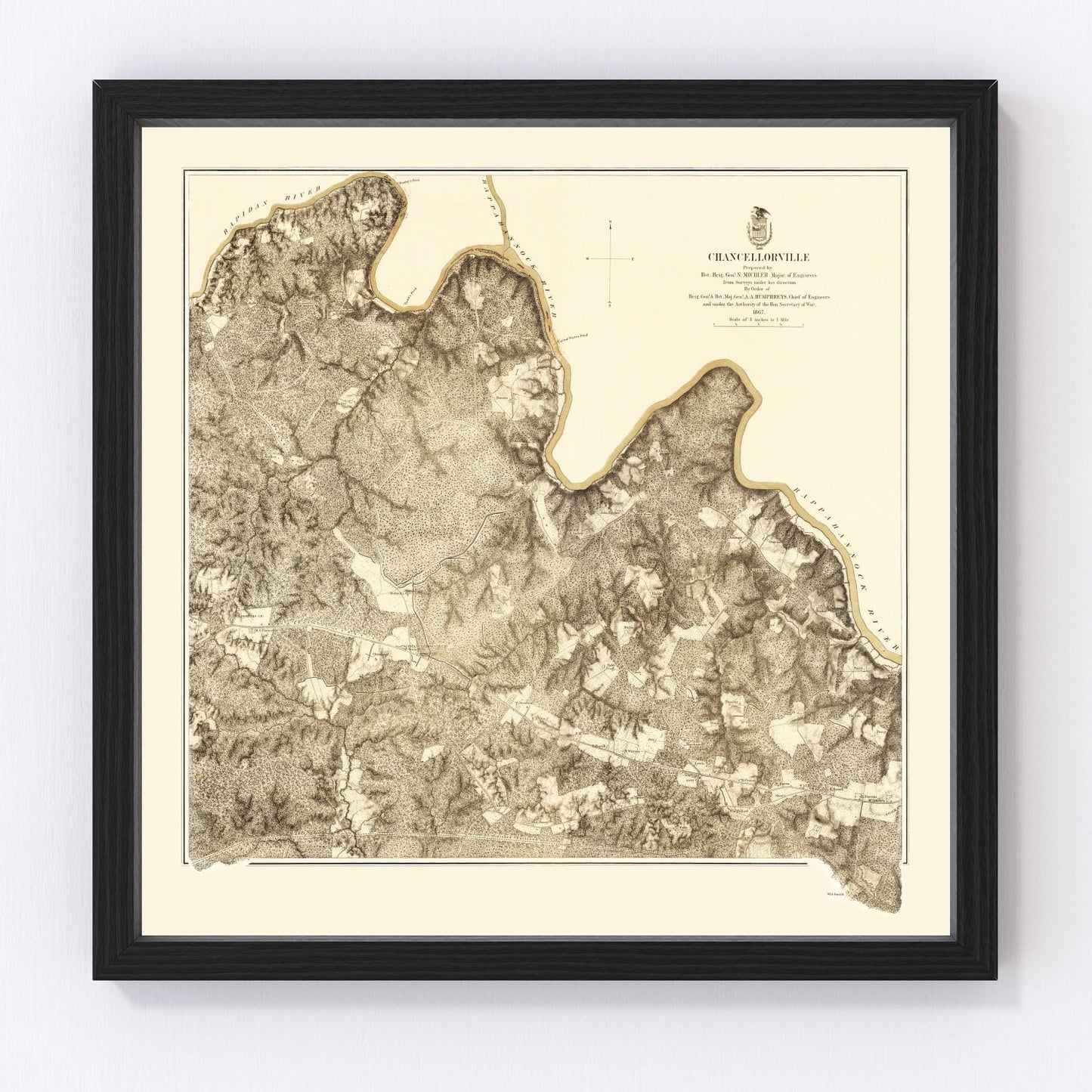 vintage map of the Battle of Chancellorsville, Virginia, 1869