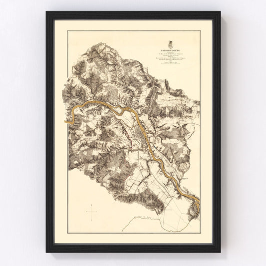 vintage map of the Battle of Fredericksburg, 1869