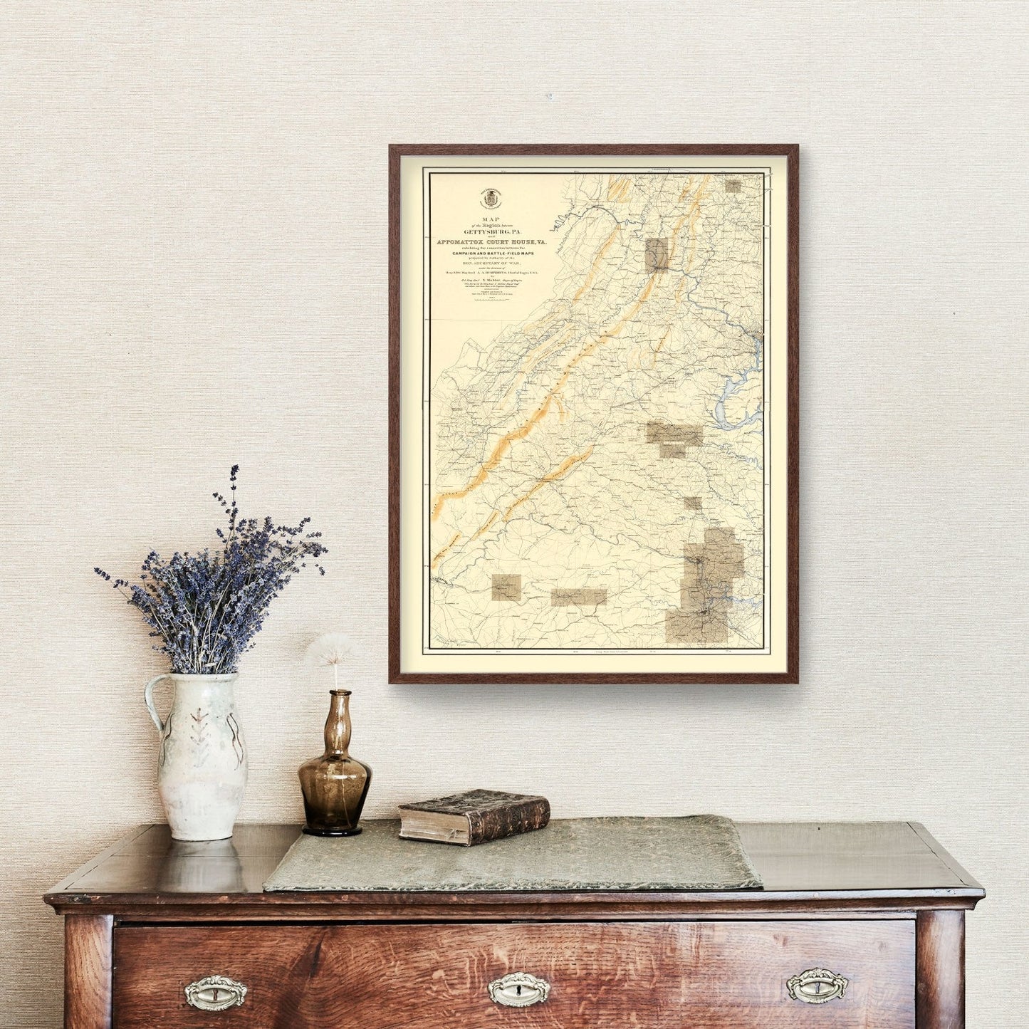 Vintage Map of the Gettysburg, Pennsylvania Region 1869