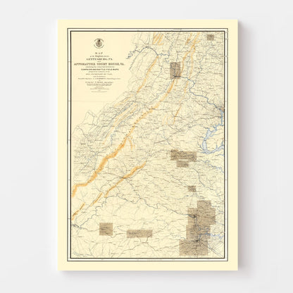 Vintage Map of the Gettysburg, Pennsylvania Region 1869
