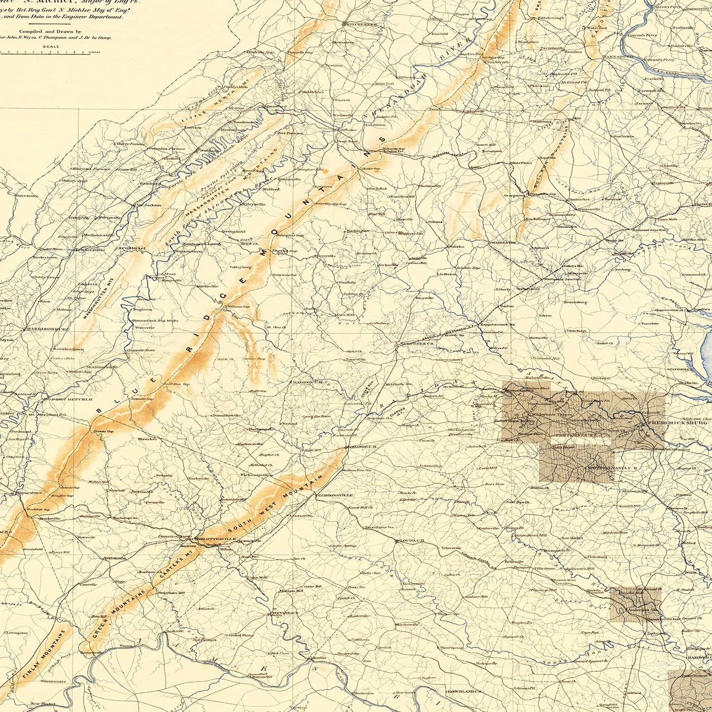 Vintage Map of the Gettysburg, Pennsylvania Region 1869
