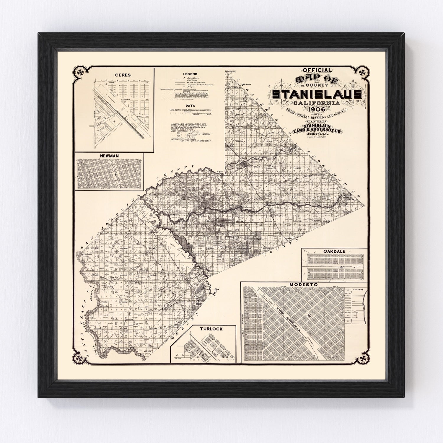 Vintage map of Stanislaus County, California, 1906