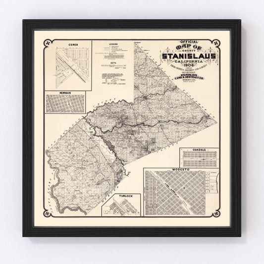 Vintage map of Stanislaus County, California, 1906