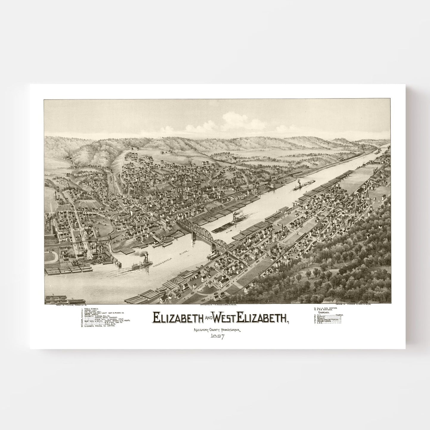 Vintage Map of Elizabeth, Pennsylvania, 1897