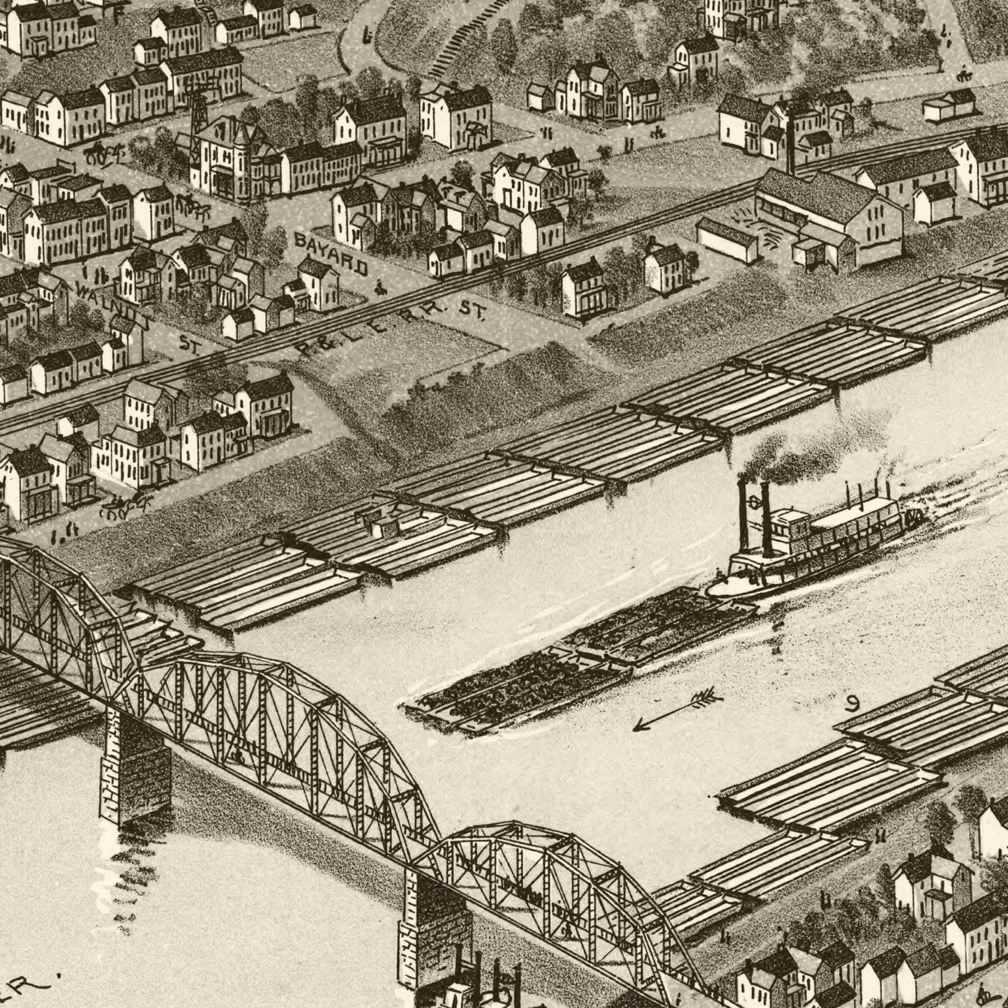 Vintage Map of Elizabeth, Pennsylvania, 1897
