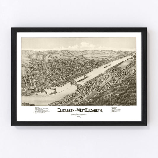 Vintage map of Elizabeth, Pennsylvania, 1897