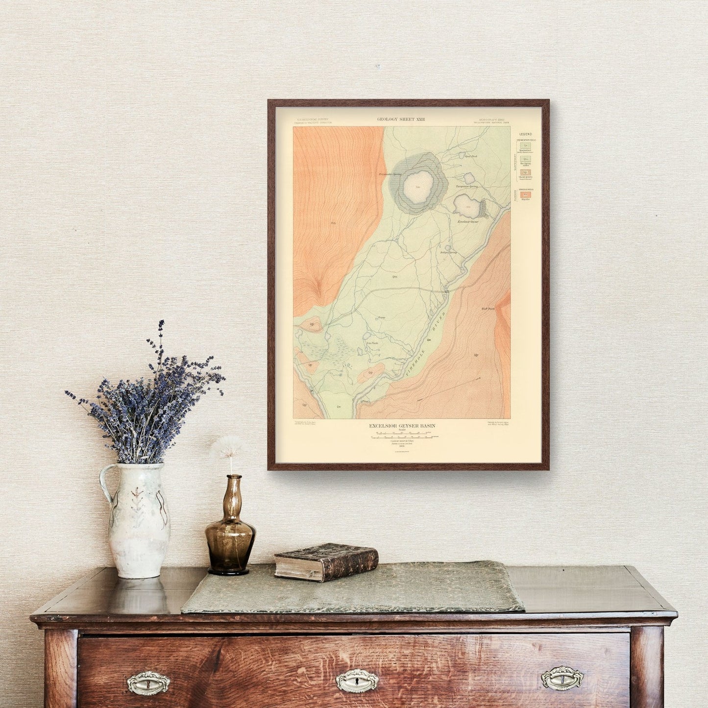 Vintage Map of Excelsior Geyser Basin, Wyoming, 1904