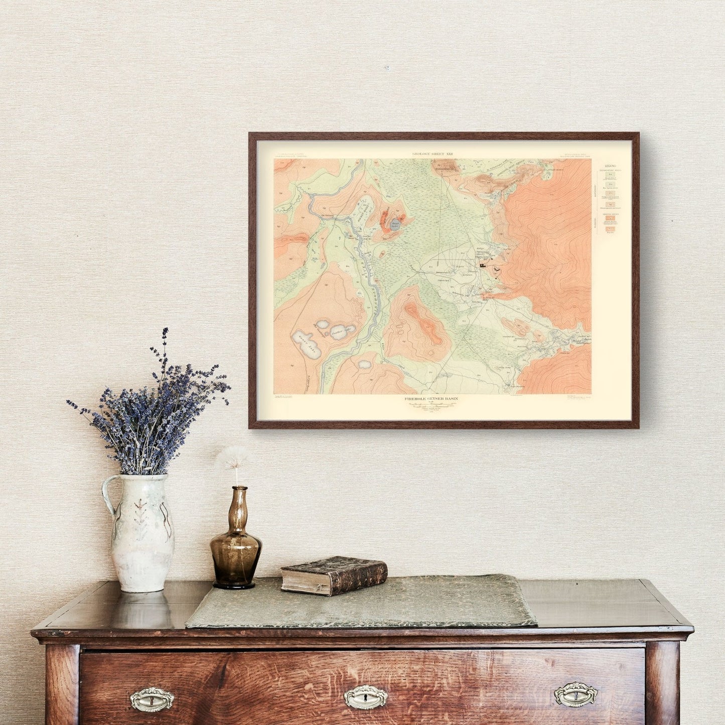 Vintage Map of Firehole Geyser Basin, Wyoming, 1904