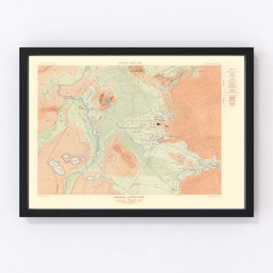 vintage map of Firehole Geyser Basin, Wyoming, 1904