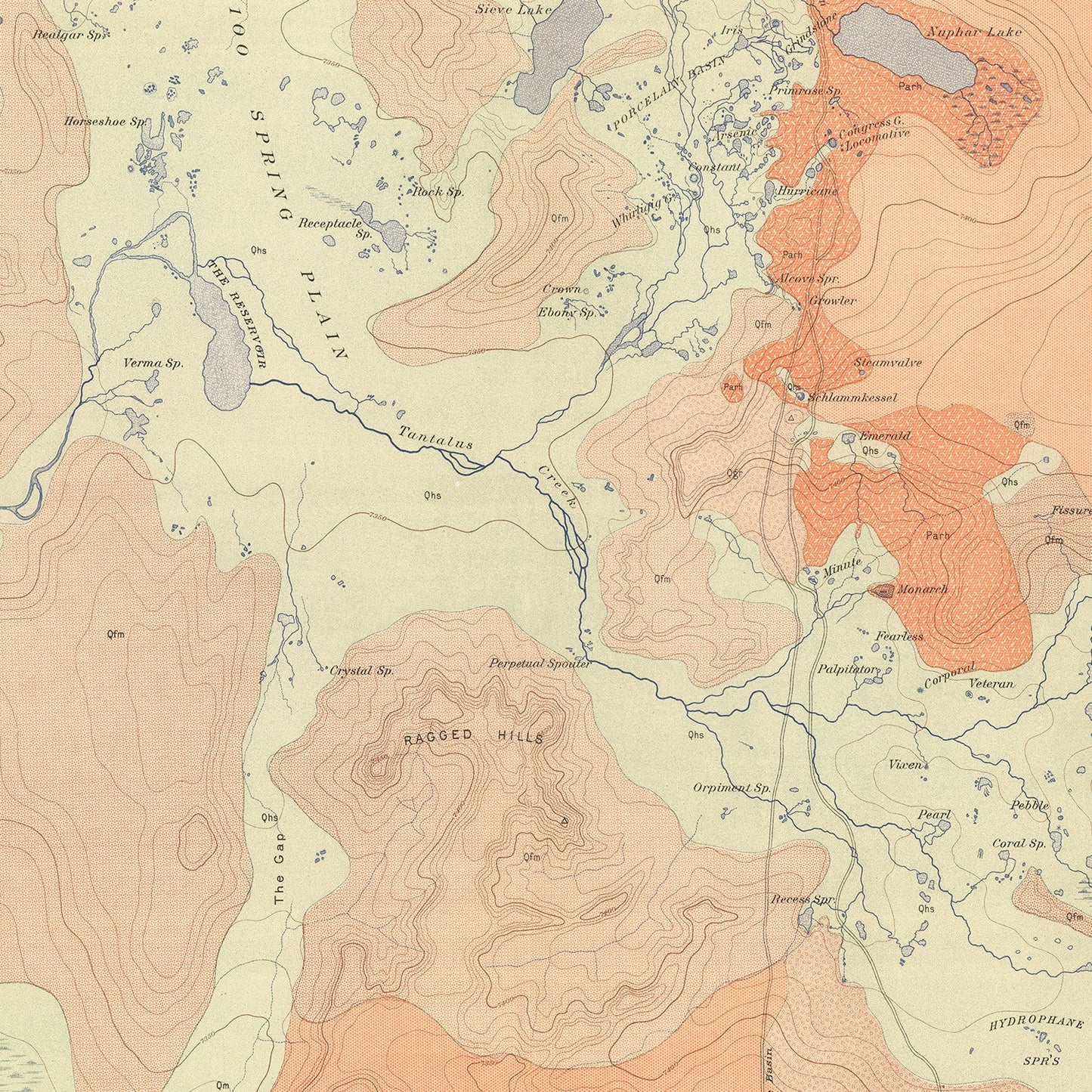 Vintage Map of Norris Geyser Basin, Wyoming, 1904