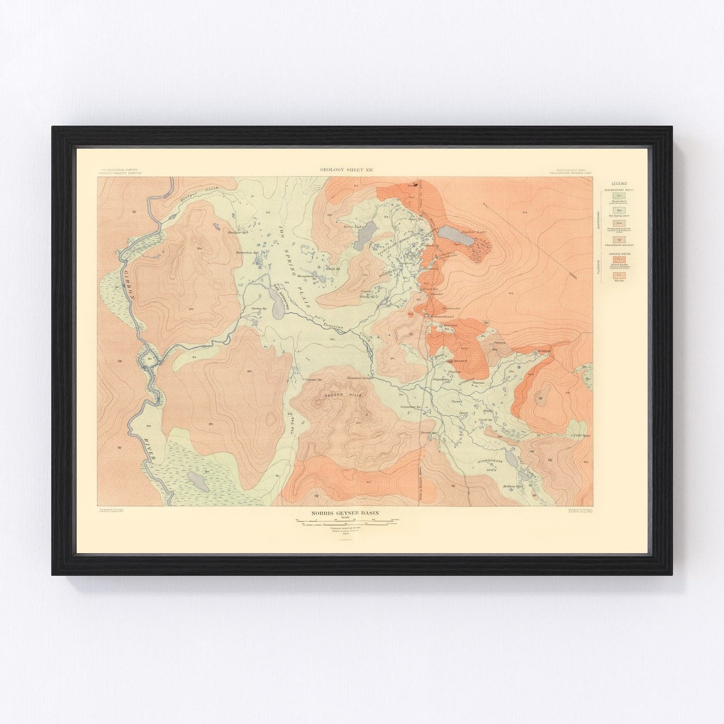 vintage map of Norris Geyser Basin, Wyoming, 1904