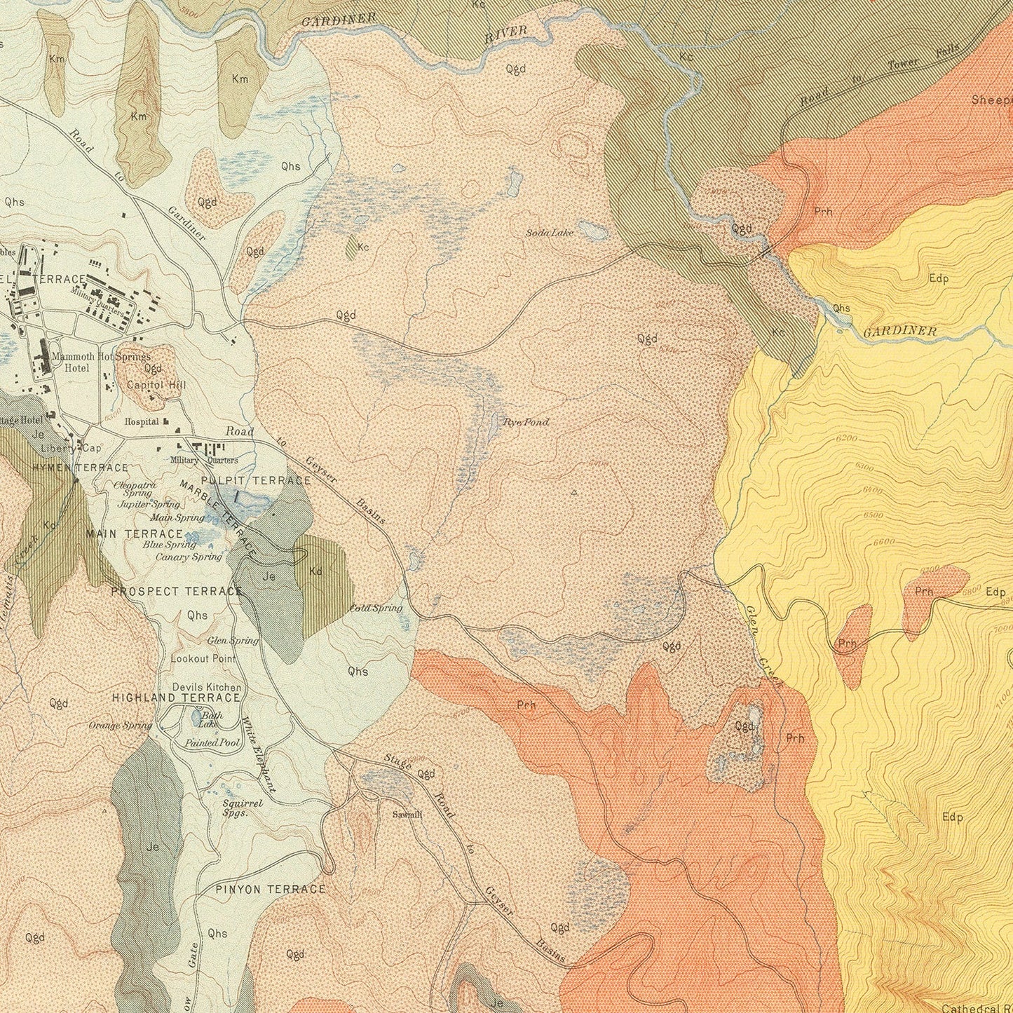 Vintage Map of Mammoth Hot Springs, Wyoming, 1904