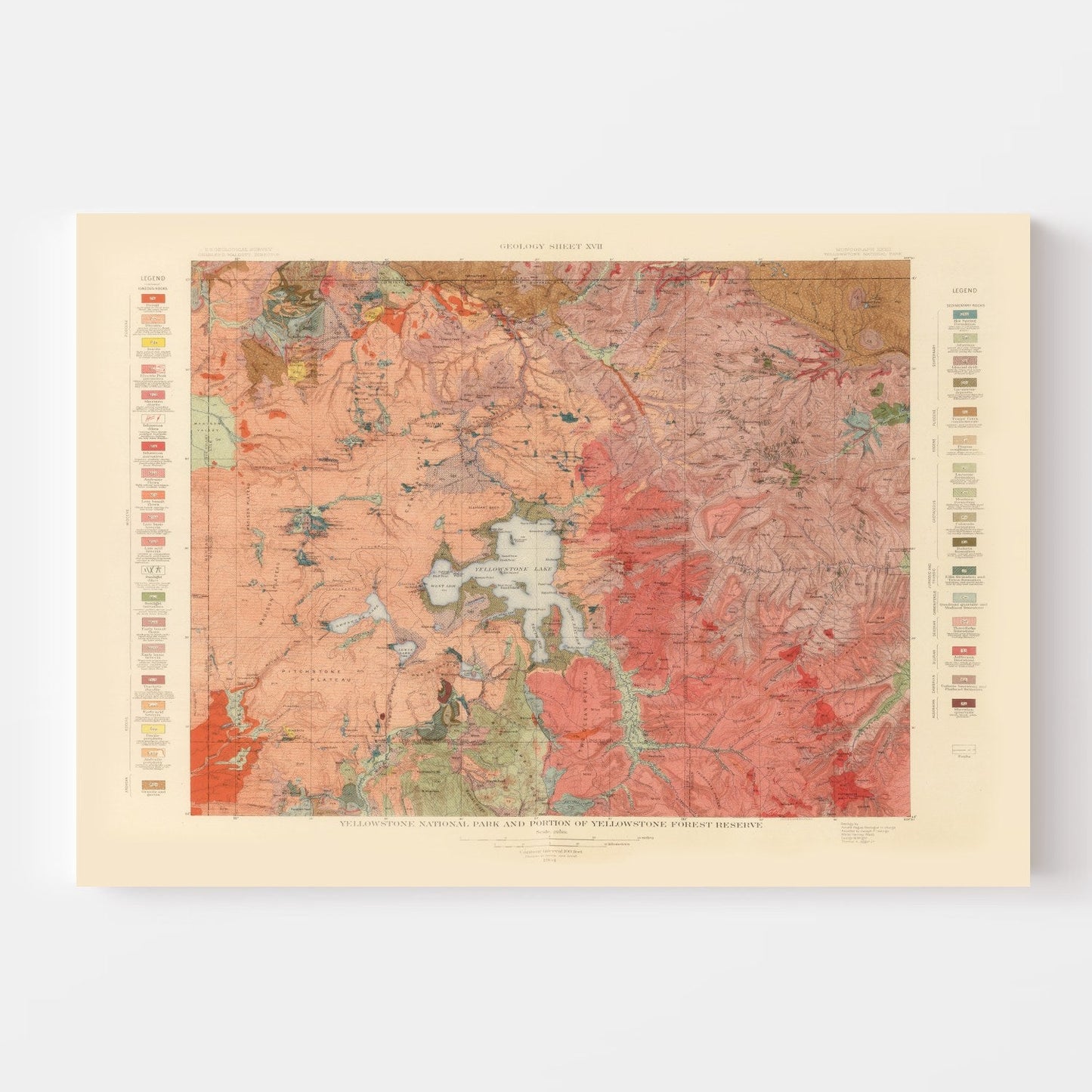 Vintage Map of Yellowstone National Park, 1904