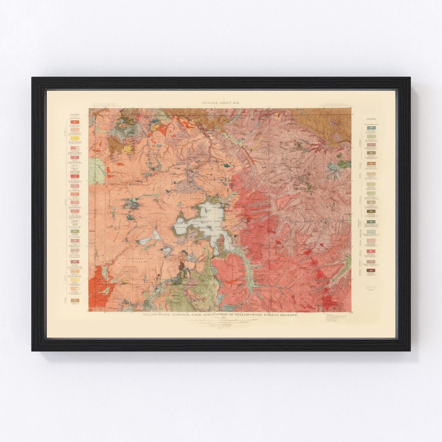 Vintage map of Yellowstone National Park, 1904, digitally restored