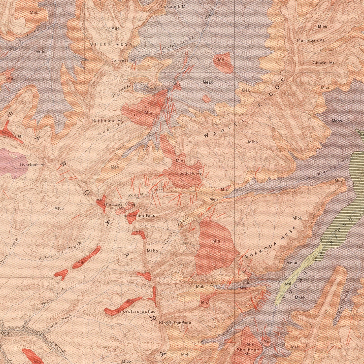 Vintage Map of Ishawooa Sheet, Wyoming, 1904