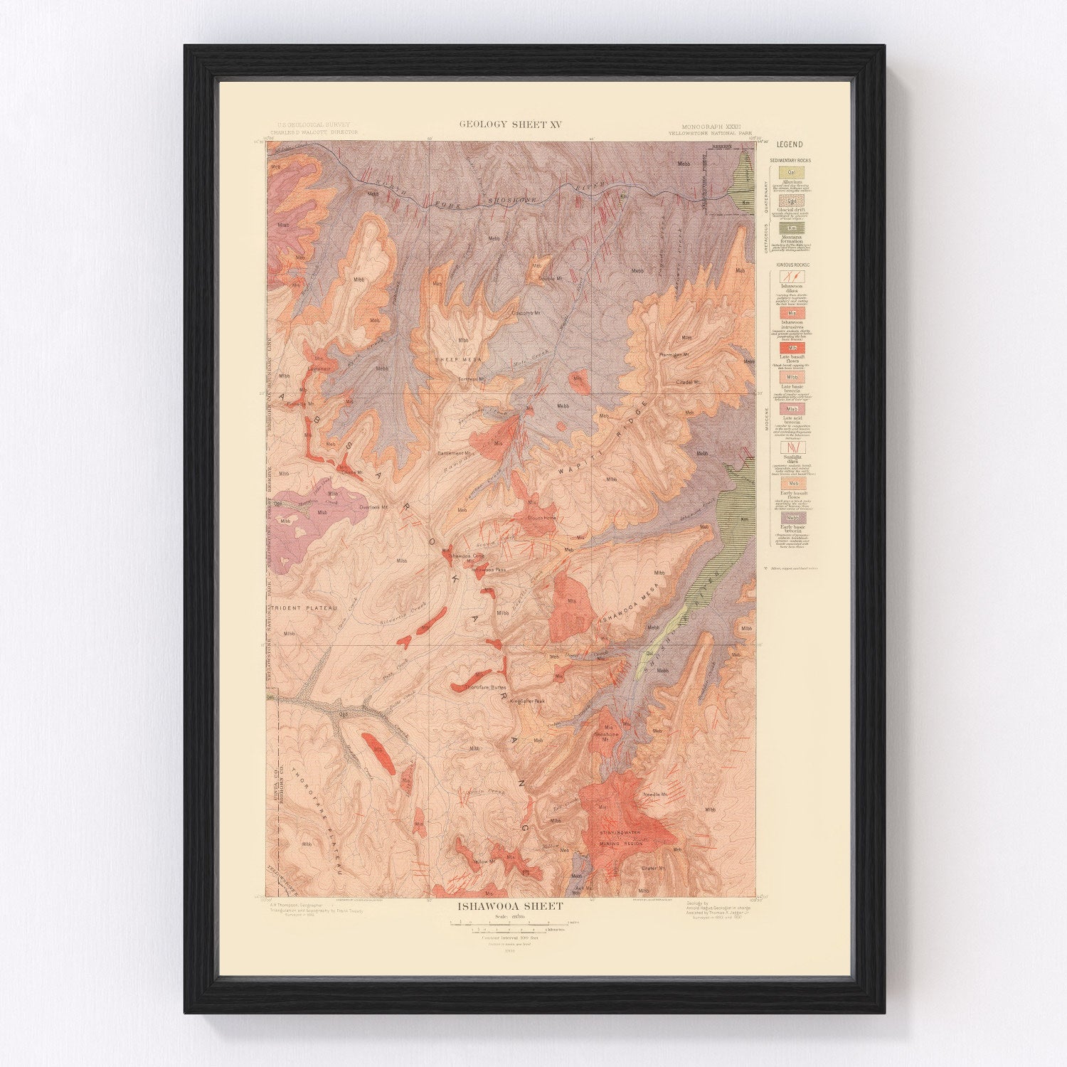 Vintage map of Ishawooa sheet, Wyoming, 1904