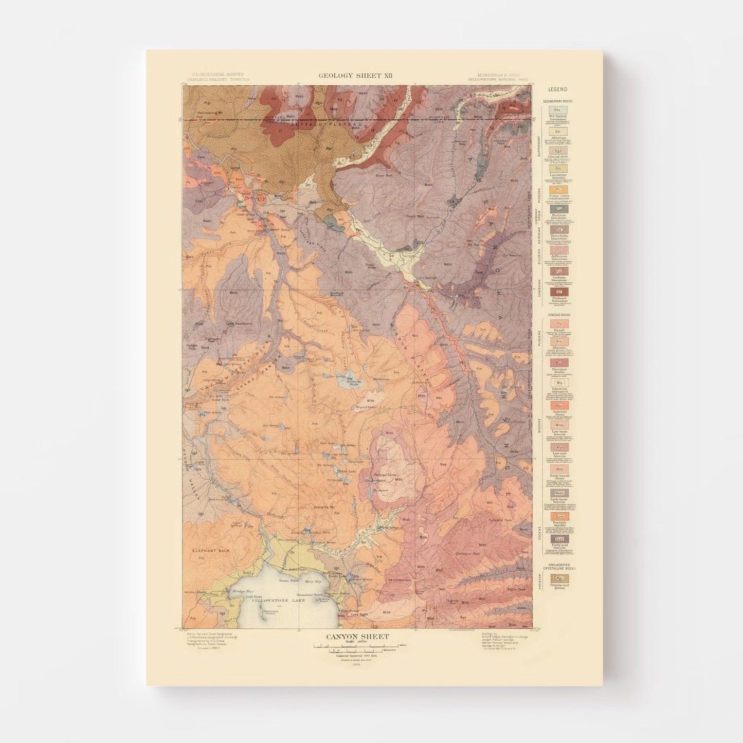 Vintage Canyon Sheet Map, Wyoming, 1904