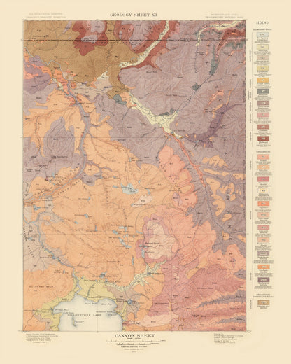 Vintage Canyon Sheet Map, Wyoming, 1904