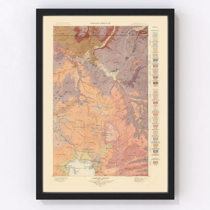 Vintage Canyon Sheet topographic map, 1904, restored vintage wall art print