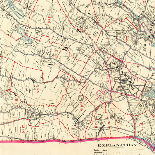 Vintage Map of Greenwich, Connecticut, 1900