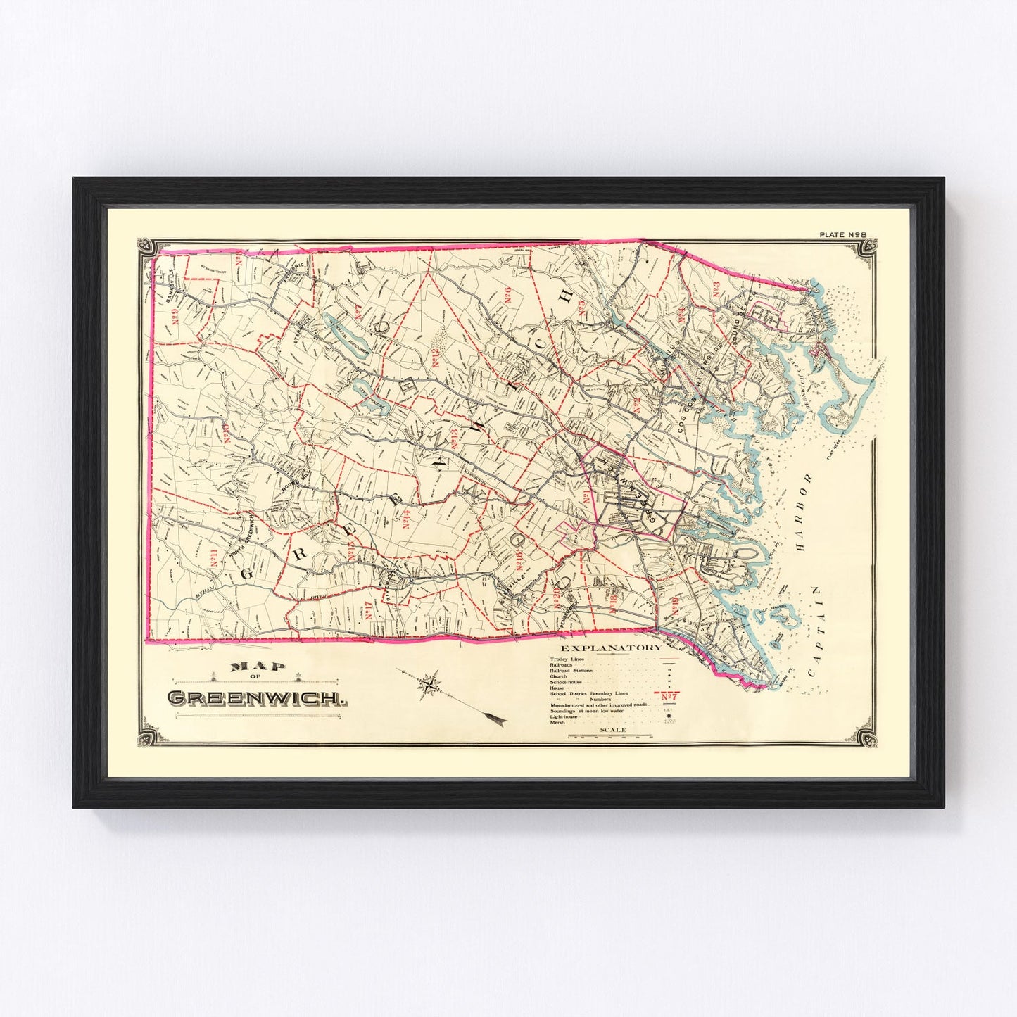 vintage map of Greenwich, Connecticut, 1900
