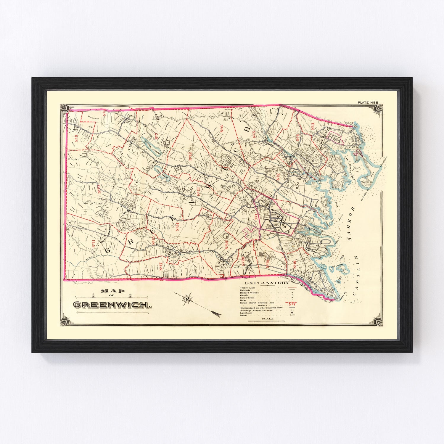 vintage map of Greenwich, Connecticut, 1900