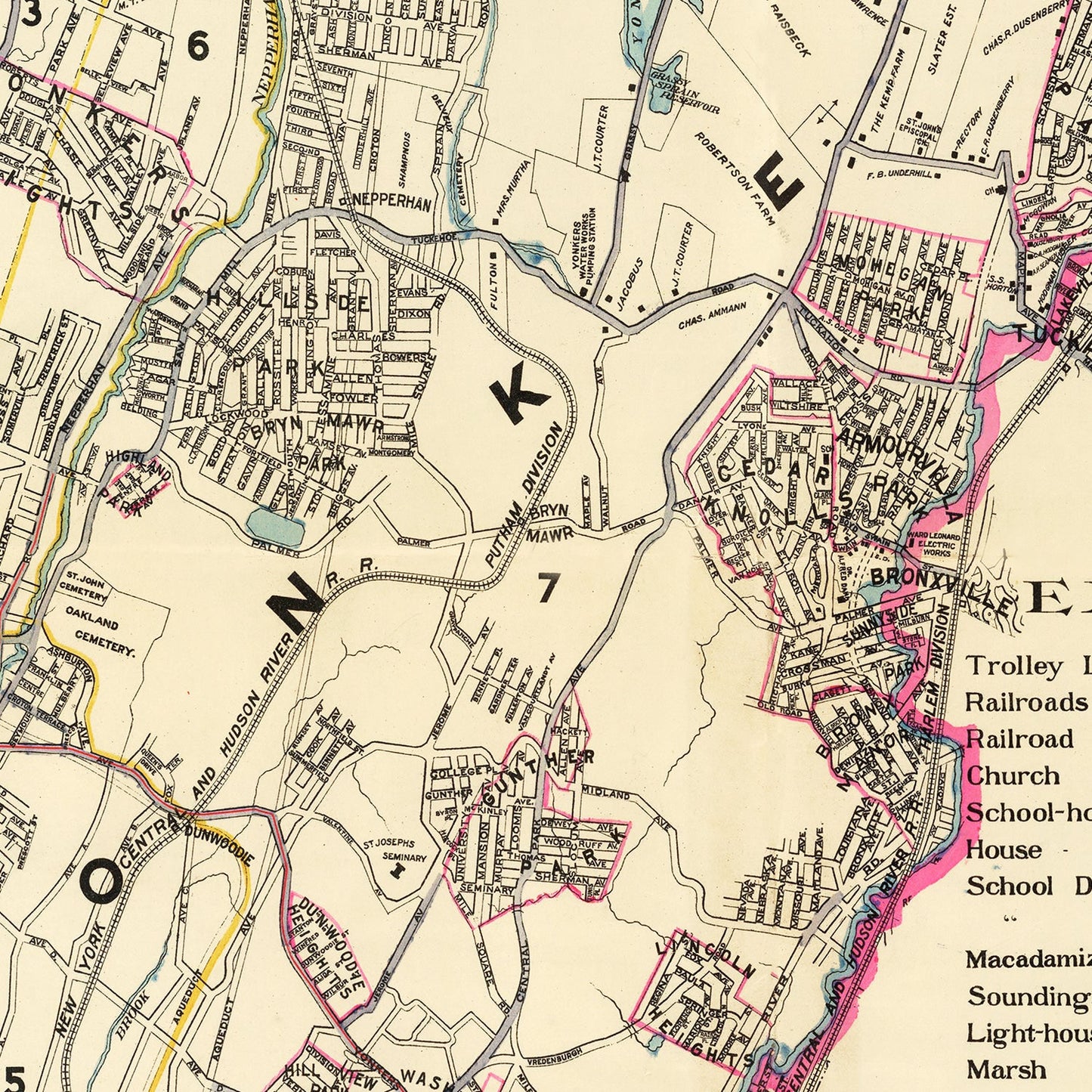 Vintage Map of Yonkers, New York, 1900