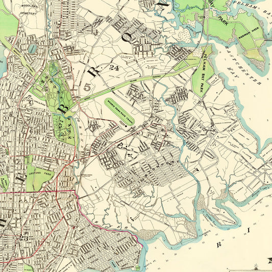 Vintage Map of the Bronx, New York 1900
