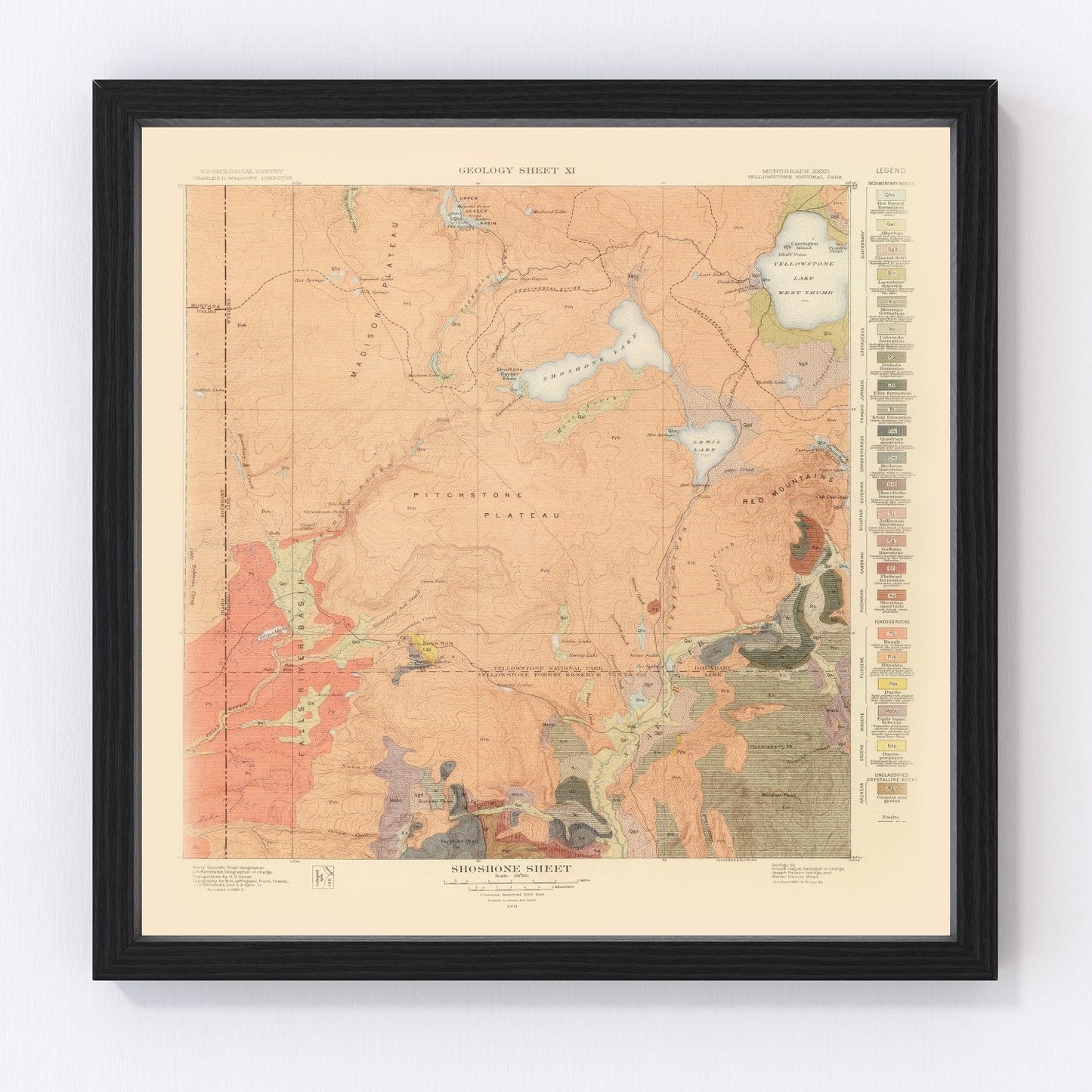 Vintage map of the Shoshone sheet, Wyoming, 1904