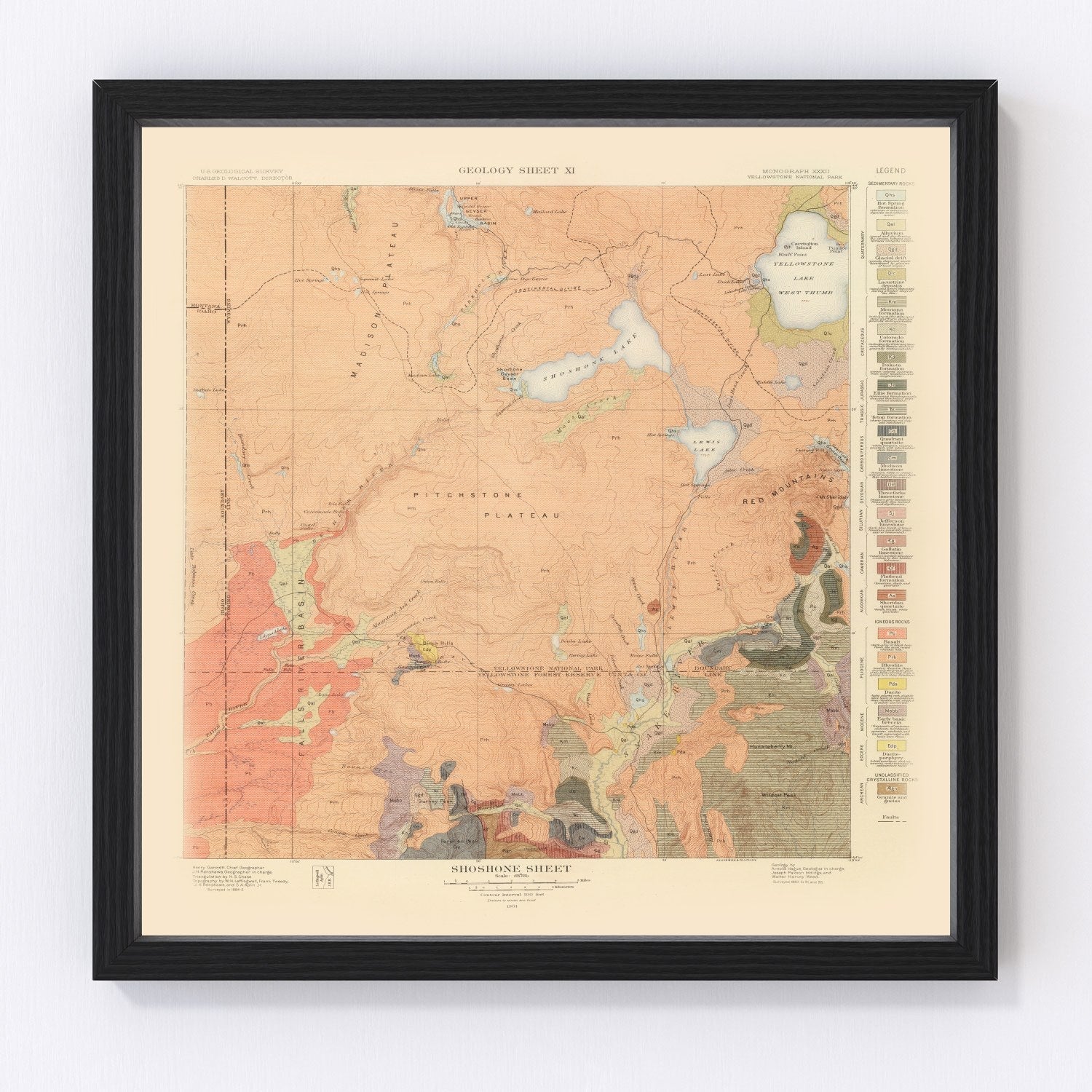 Vintage map of the Shoshone sheet, Wyoming, 1904